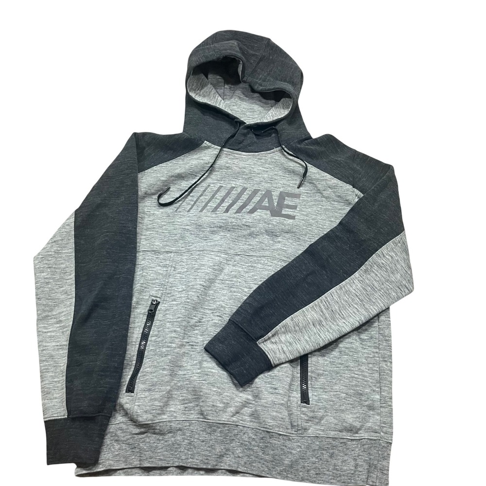 American Eagle AE Active Flex Hoodie Mens Medium Tall Gray Colorblock Sweatshirt